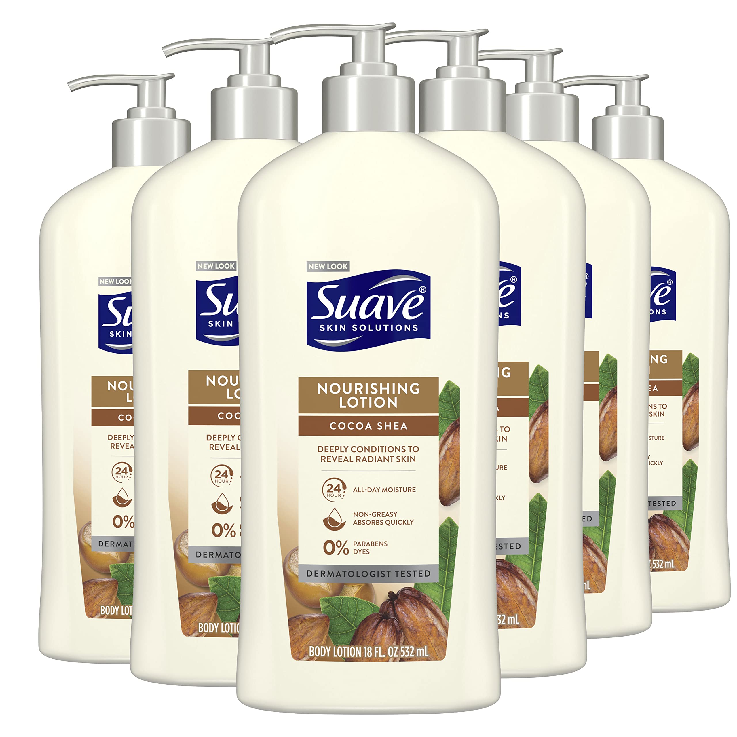 Suave Skin Solutions Body Lotion, Smoothing with Coco Butter & Shea 18 oz, (Pack of 6)